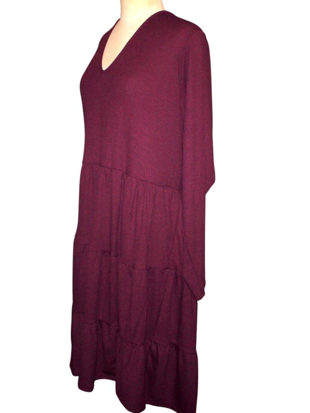 NWT Torrid Potent Purple Tiered Waffle Knit Mini Dress Plus Size 26 Pocket 4X - Picture 6 of 13